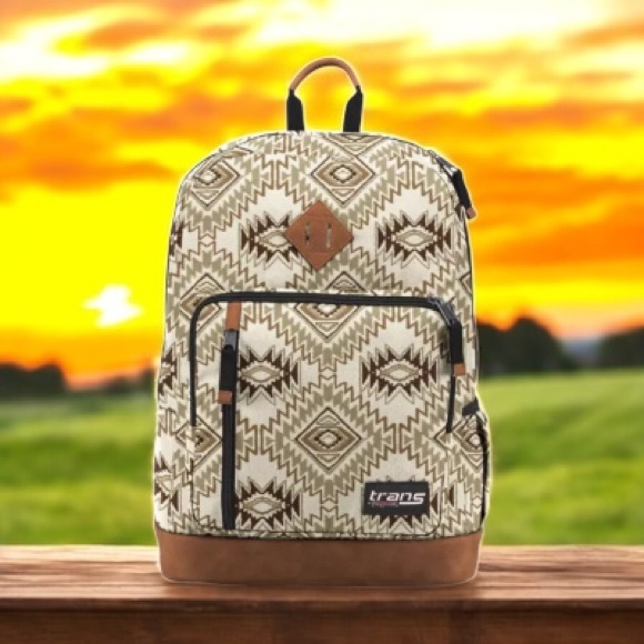 Trans by JanSport 18" Premier Collection Dakoda Backpack - Soft Tan Southwest - Picture 1 of 5